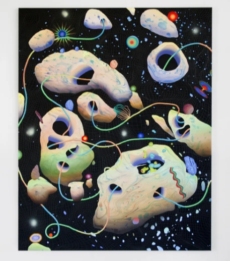 ‘MYSTIFICATION #8’ / ACRYLVERF, PUIMSTEEN EN GRAFIET OP LINNEN / 150 CM X 120 CM / 2021