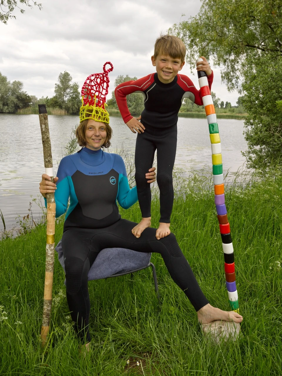 Anneke with staf # 97, also known as maatstaf II, and Taeke with staf #14